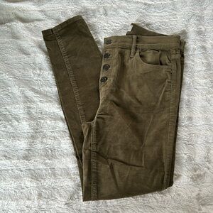 Ann Taylor Loft High Rise Olive Green Corduroy Skinny Pant